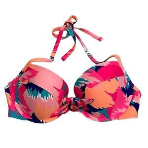 Aerie Pink Floral Underwire Padded Bikini Top 36D